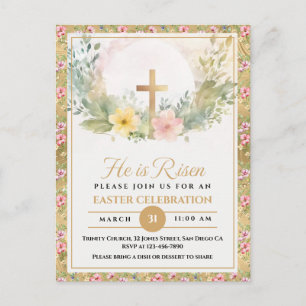 Cartes Pour Fêtes Annuelles Il Est Ressuscité Pâques Aquarelle Fleurs, Religie