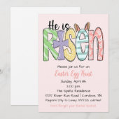 Cartes Pour Fêtes Annuelles Il est ressuscité Religieux Chasse aux Oeufs de Pâ (Devant / Derrière)