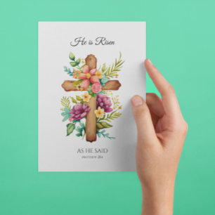 Cartes Pour Fêtes Annuelles Il Est Risqué Comme Il L'A Dit Pâques Croix Floral