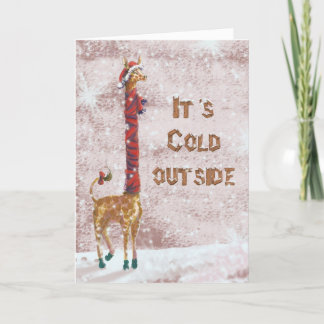 Cartes Pour Fêtes Annuelles Il fait froid à l'extérieur - écharpe de girafe