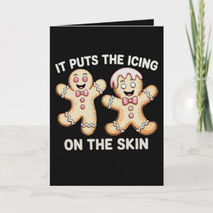 Cartes Pour Fêtes Annuelles Il Met La Glace Sur La Peau Pain D'épice Noël