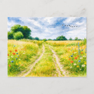 Cartes Pour Fêtes Annuelles Île de chemin de pré aquarell havelland