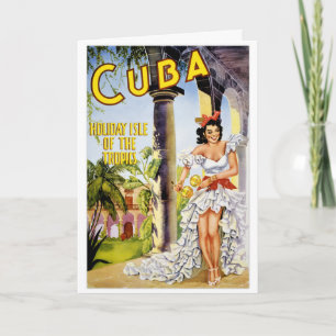 Cartes Pour Fêtes Annuelles Île de vacances du Cuba du poster vintage de