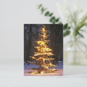 Cartes Pour Fêtes Annuelles Illuminated snowy christmas tree in the woods at n (Debout devant)