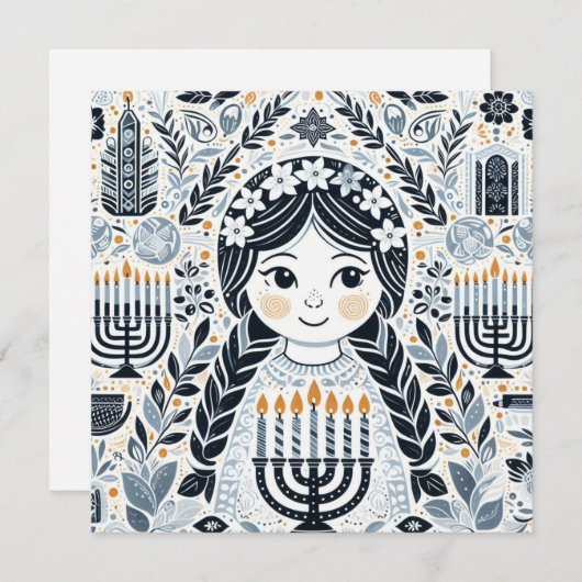 Cartes Pour Fêtes Annuelles Illuminez la nuit : une célébration de Hanoukka (Devant / Derrière)