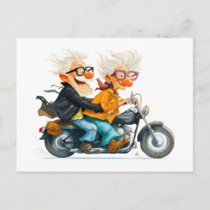 Cartes Pour Fêtes Annuelles Illustration amusante de seniors à moto