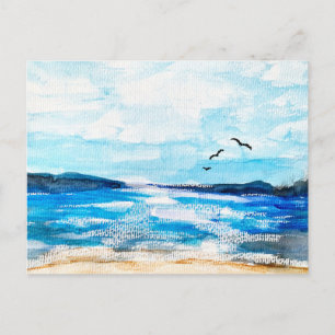 Cartes Pour Fêtes Annuelles Illustration aquarelle de l'horizon maritime