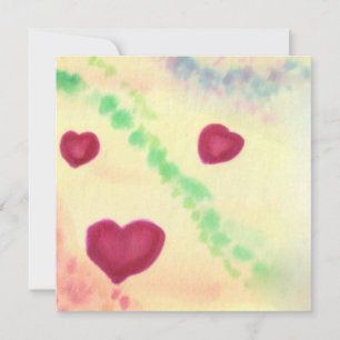 Cartes Pour Fêtes Annuelles Illustration aquarelle Symbole d'amour Trois Coeur