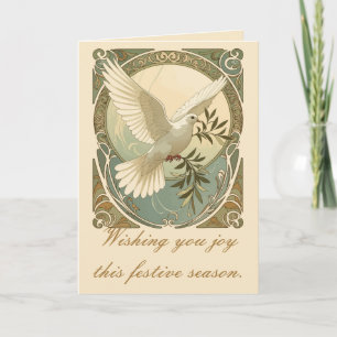 Cartes Pour Fêtes Annuelles Illustration Art nouveau de Noël Colombe stylisée