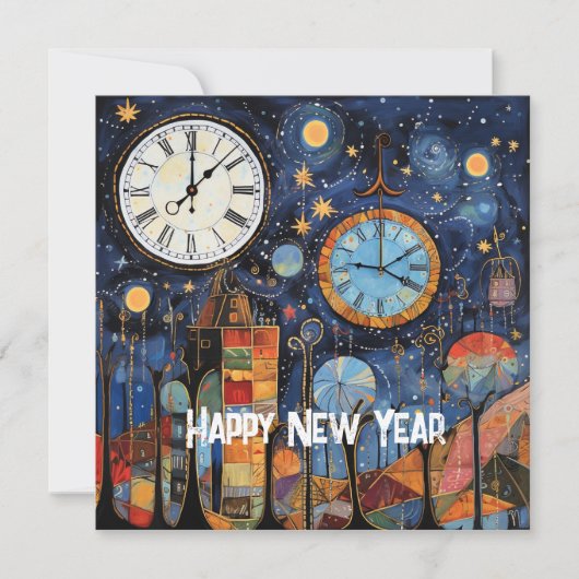 Cartes Pour Fêtes Annuelles Illustration capricieuse de Bonne Année (Devant)