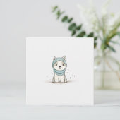 Cartes Pour Fêtes Annuelles Illustration Cosy Husky - Adorable Chiot en Écharp (Debout devant)