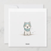 Cartes Pour Fêtes Annuelles Illustration Cosy Husky - Adorable Chiot en Écharp (Dos)