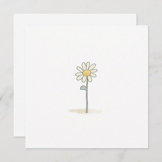 Cartes Pour Fêtes Annuelles Illustration Daisy - Fleur Douce Simple (Devant / Derrière)