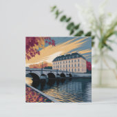 Cartes Pour Fêtes Annuelles Illustration d'art de ville européenne au bord de (Debout devant)