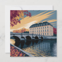 Illustration d'art de ville européenne au bord de