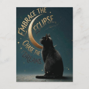 Cartes Pour Fêtes Annuelles Illustration de chat céleste "Embrasser l'éclipse"
