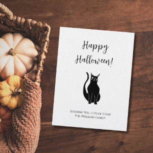 Cartes Pour Fêtes Annuelles Illustration de chat noir mignon Halloween simple