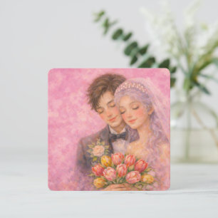 Cartes Pour Fêtes Annuelles Illustration de couple de mariage romantique