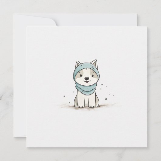 Cartes Pour Fêtes Annuelles Illustration de Husky Coquet - Chiot Adorable avec (Devant)