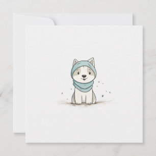 Cartes Pour Fêtes Annuelles Illustration de Husky Cozy - Chiot Adorable en Éch