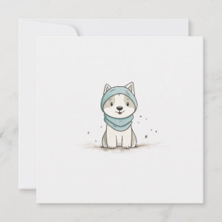 Cartes Pour Fêtes Annuelles Illustration de Husky Cozy - Chiot Adorable en Éch