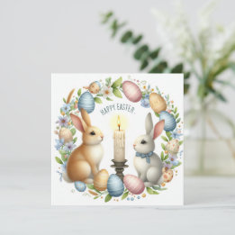 Cartes Pour Fêtes Annuelles Illustration de la bougie rose lapin de Pâques