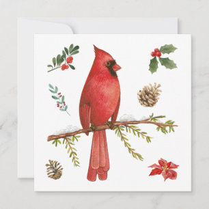 Cartes Pour Fêtes Annuelles Illustration de la nature du cardinal rouge de Noë