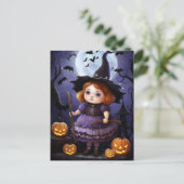 Cartes Pour Fêtes Annuelles Illustration de la sorcière violette d'Halloween (Debout devant)