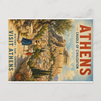 Cartes Pour Fêtes Annuelles Illustration de l'affiche de voyage d'Athènes vint