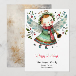 Cartes Pour Fêtes Annuelles Illustration de l'ange mignon rouge heureux