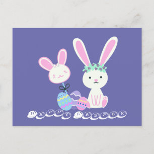 Cartes Pour Fêtes Annuelles Illustration de lapins et oeufs de Pâques mignons