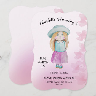 Cartes Pour Fêtes Annuelles Illustration de l'aquarelle de poupée mignonne