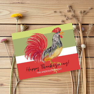 Cartes Pour Fêtes Annuelles Illustration de l'aquarelle du coq rouge du pays