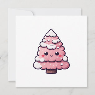 Cartes Pour Fêtes Annuelles Illustration de l'arbre de Noël rose mou
