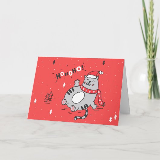 Cartes Pour Fêtes Annuelles Illustration de Noël de chat gras  (Devant)
