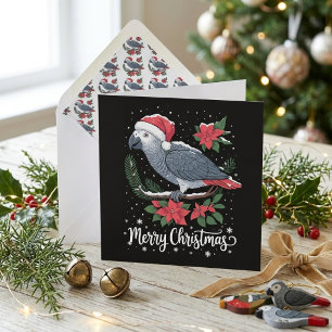 Cartes Pour Fêtes Annuelles Illustration de Noël d'un perroquet gris africain