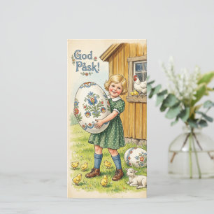 Cartes Pour Fêtes Annuelles Illustration de Pâques vintage d'une fille