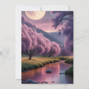 Cartes Pour Fêtes Annuelles Illustration de paysage de rêve lunaire fantastiqu