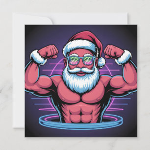 Cartes Pour Fêtes Annuelles Illustration de Père Noël culturiste musclé