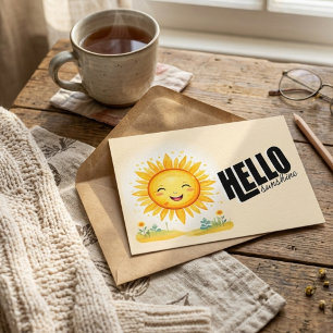 Cartes Pour Fêtes Annuelles Illustration de soleil souriant mignon Typographie