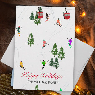 Cartes Pour Fêtes Annuelles Illustration de vacances de ski personnalisées en 