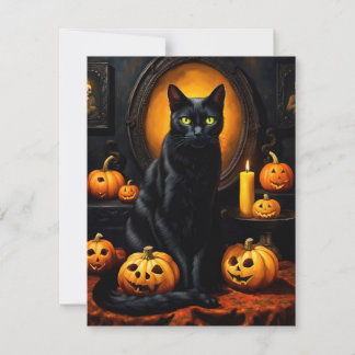 Cartes Pour Fêtes Annuelles Illustration d'Halloween avec chat et citrouille