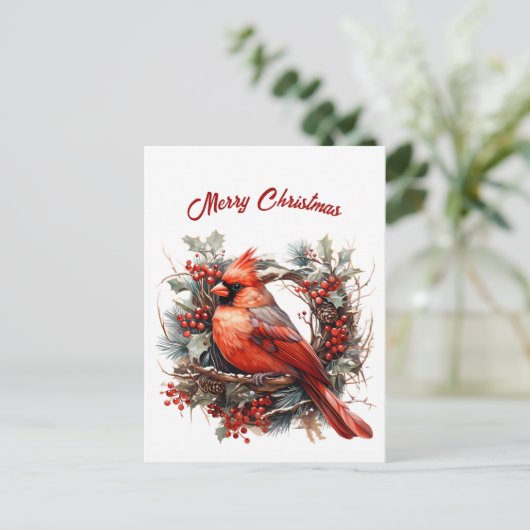 Cartes Pour Fêtes Annuelles Illustration du cardinal rouge de Noël (Debout devant)