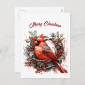 Cartes Pour Fêtes Annuelles Illustration du cardinal rouge de Noël (Devant / Derrière)