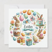 Cartes Pour Fêtes Annuelles Illustration du lapin de Pâques mignon (Devant)
