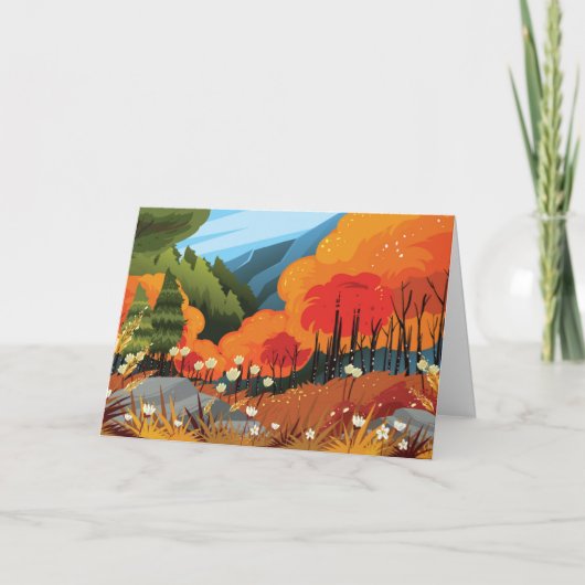 Cartes Pour Fêtes Annuelles Illustration du paysage d'automne (Devant)