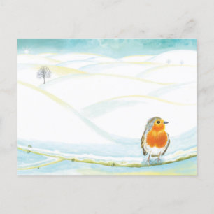 Cartes Pour Fêtes Annuelles Illustration du paysage de Robin Rouge et Blanc en