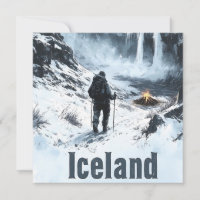 Illustration du paysage islandais et d'un randonne