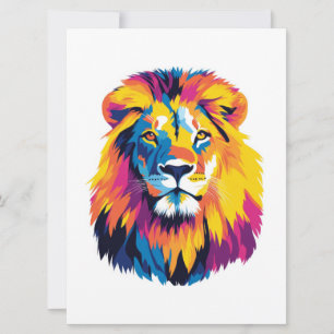 Cartes Pour Fêtes Annuelles Illustration du portrait de Lion Peinture aquarell