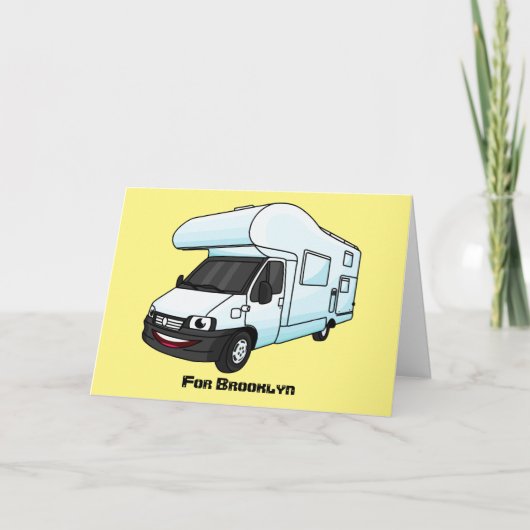 Cartes Pour Fêtes Annuelles Illustration d'un campervan heureux (Devant)